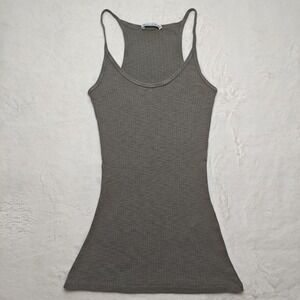 Michael Stars One Size Basic Spaghetti Strap Tank Top Green Camisole Shirt Y2K